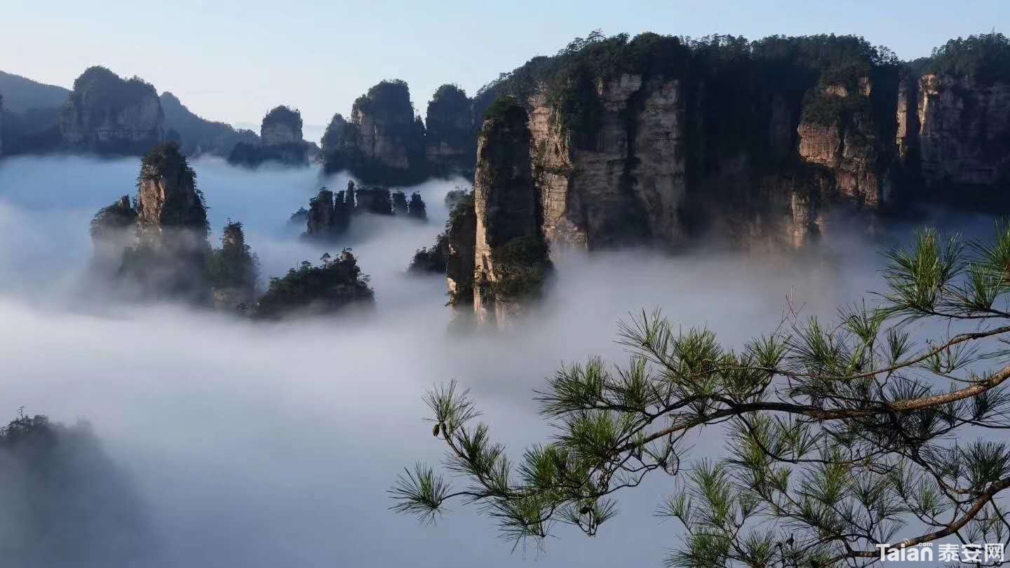 湖南张家界壮美云海，云雾缭绕，美不胜收